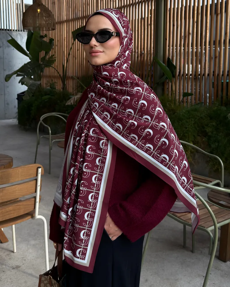 Bordo Royal Vual İpek Şal