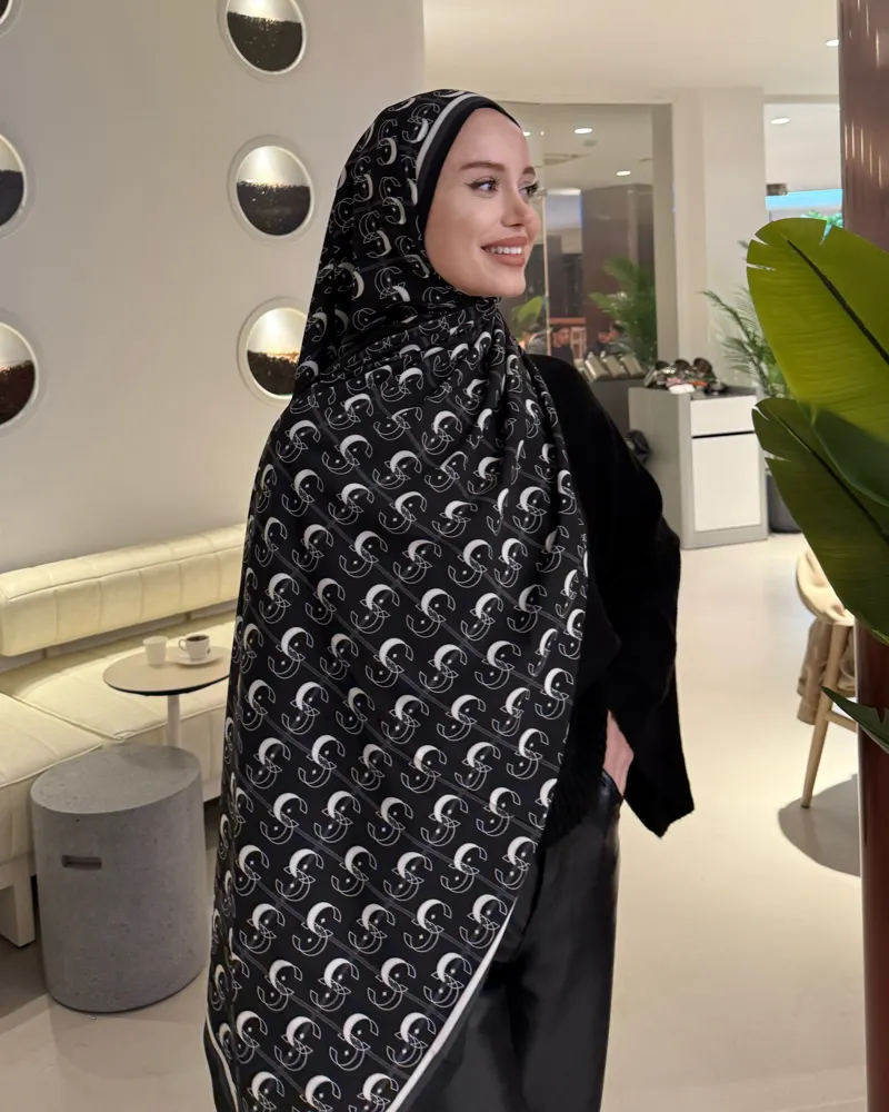 Siyah Royal Vual İpek Şal
