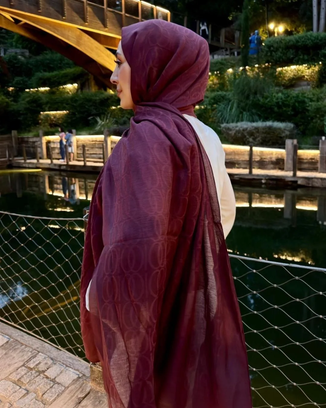 Bordo Imannoor Aura Desen Pamuk Jakar Şal