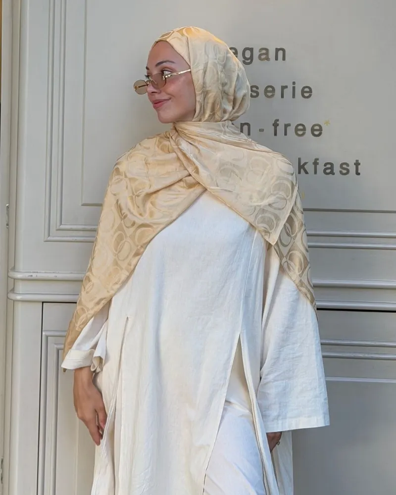 Butter Imannoor Büyük Dama Desen Pamuk Jakar Şal · Butter  Büyük