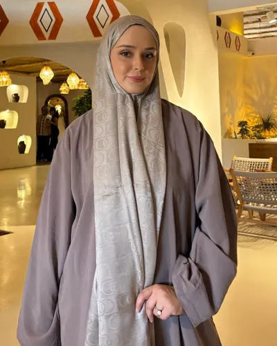 Vizon Imannoor Küçük Dama Desen Pamuk Jakar Şal · Vizon  Küçük