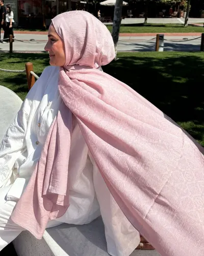 Şeker Pembe Imannoor Matris Desen Pamuk Jakar Şal