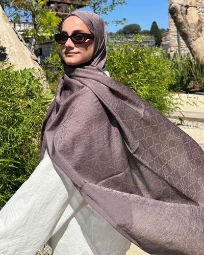 Fil Dişi Imannoor Matris Desen Pamuk Jakar Şal