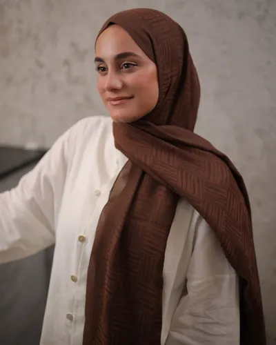 Tozlu Kahve Imannoor Ritim Desen Pamuk Jakar Şal