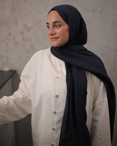 Lacivert Imannoor Ritim Desen Pamuk Jakar Şal