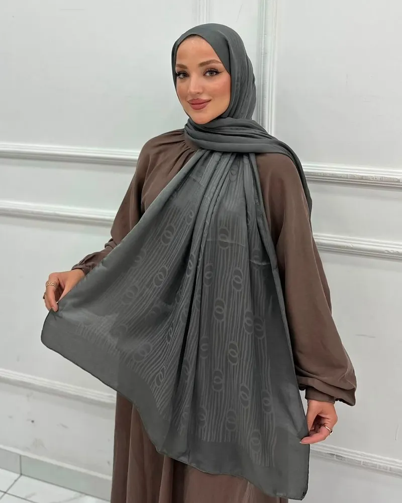Kül Gri Imannoor Serena Desen Pamuk Jakar Şal