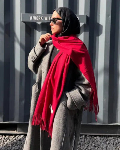 Bordo İthal Kaşmir Atkı