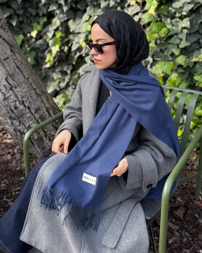 Lacivert İthal Kaşmir Atkı