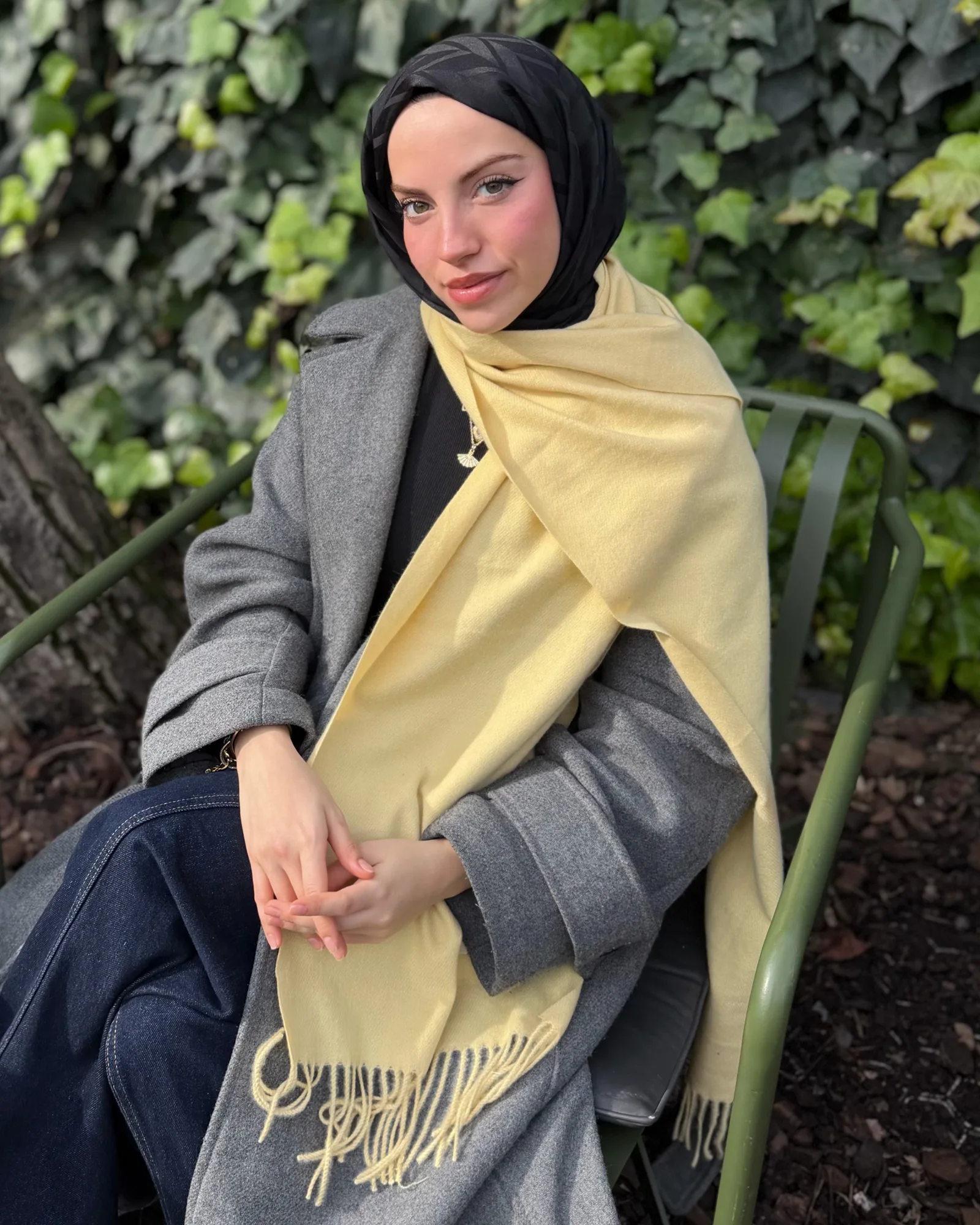 Pastel Sarı İthal Kaşmir Atkı