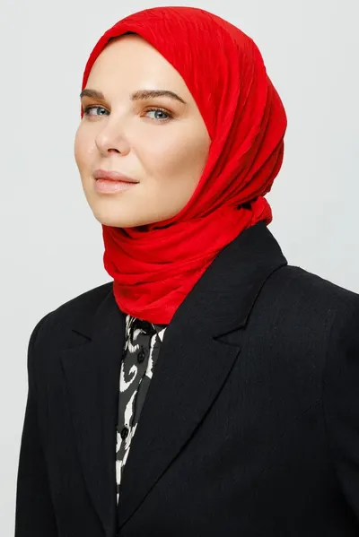 Kırmızı Bambu Eşarp