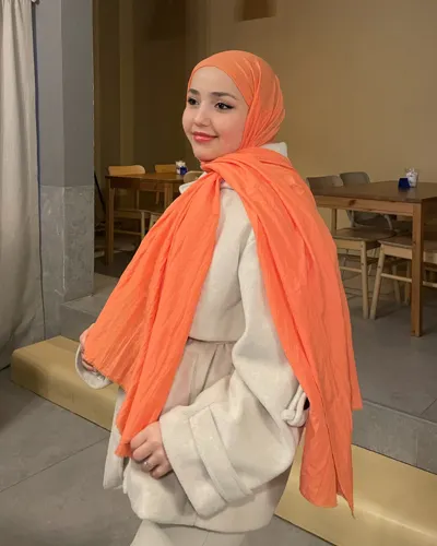 Pastel Turuncu Aerobin Pamuklu Şal