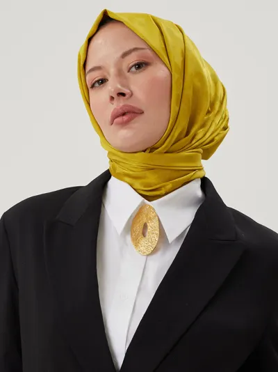 Olive Yeşili Rise Desen Jakar Şal · İpeksi Jakar
