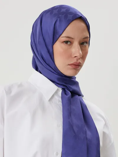 Morcivert Rise Desen Jakar Şal · İpeksi Jakar