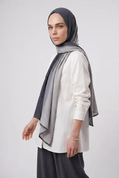 Antrasit Degrade Müslin Şal