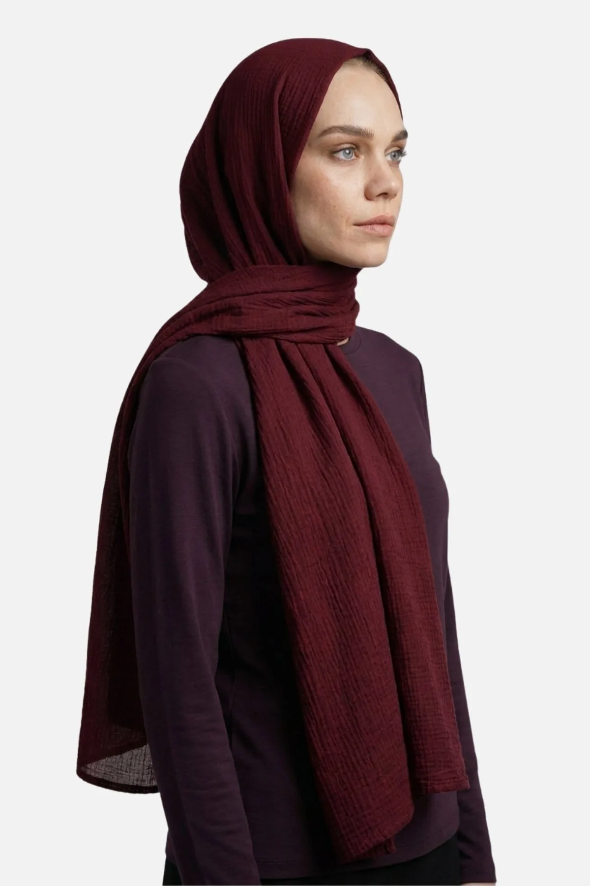 Bordo Degrade Müslin Şal