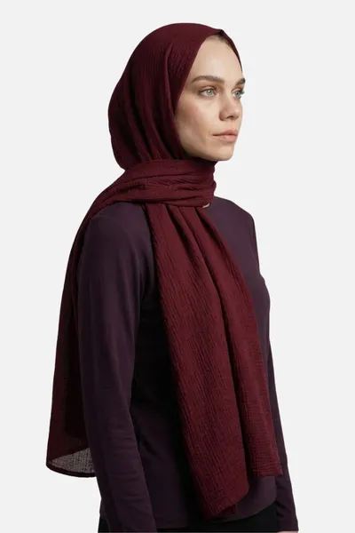 Bordo Degrade Müslin Şal