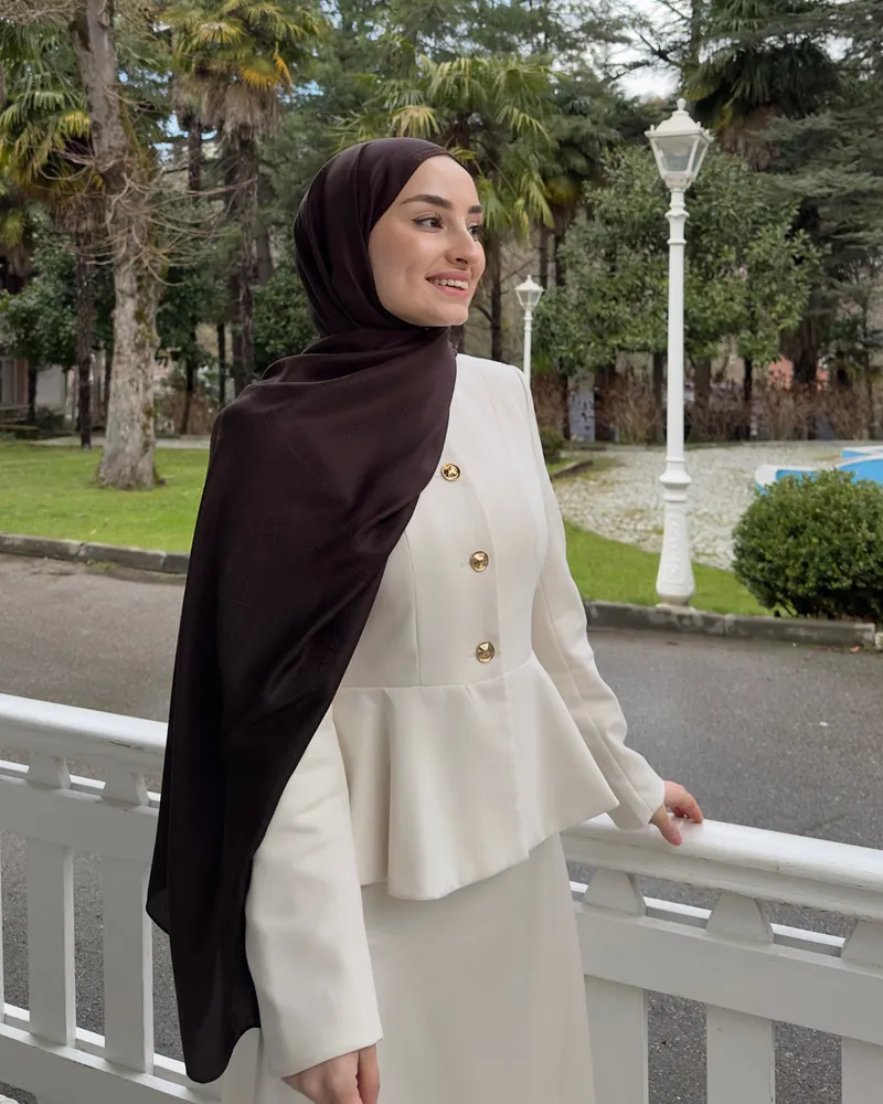Acı Kahve Döngü Desen Jakar Şal · İpeksi Jakar