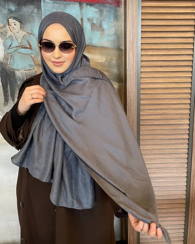 Füme Luxe Desen Jakar Şal · İpeksi Jakar