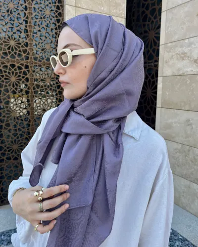 Lila Lavin Desen Jakar Şal · İpeksi Jakar