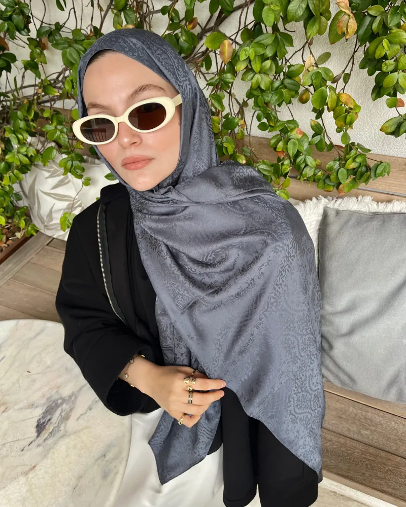 Füme Lavin Desen Jakar Şal · İpeksi Jakar