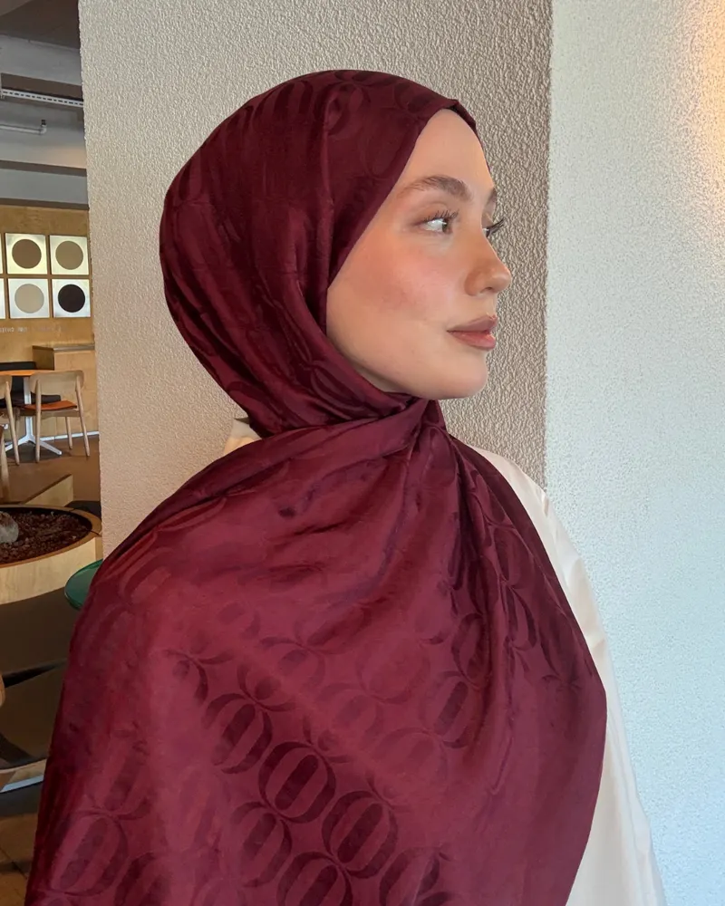 Bordo Nova Desen Jakar Şal · İpeksi Jakar