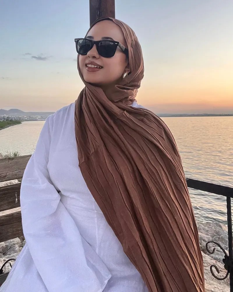 Tozlu Kahve Piliseli Bambu Şal