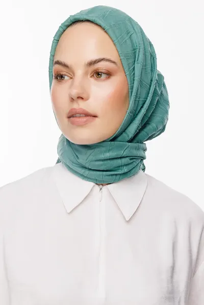 Mint Yeşili Piliseli Bambu Eşarp