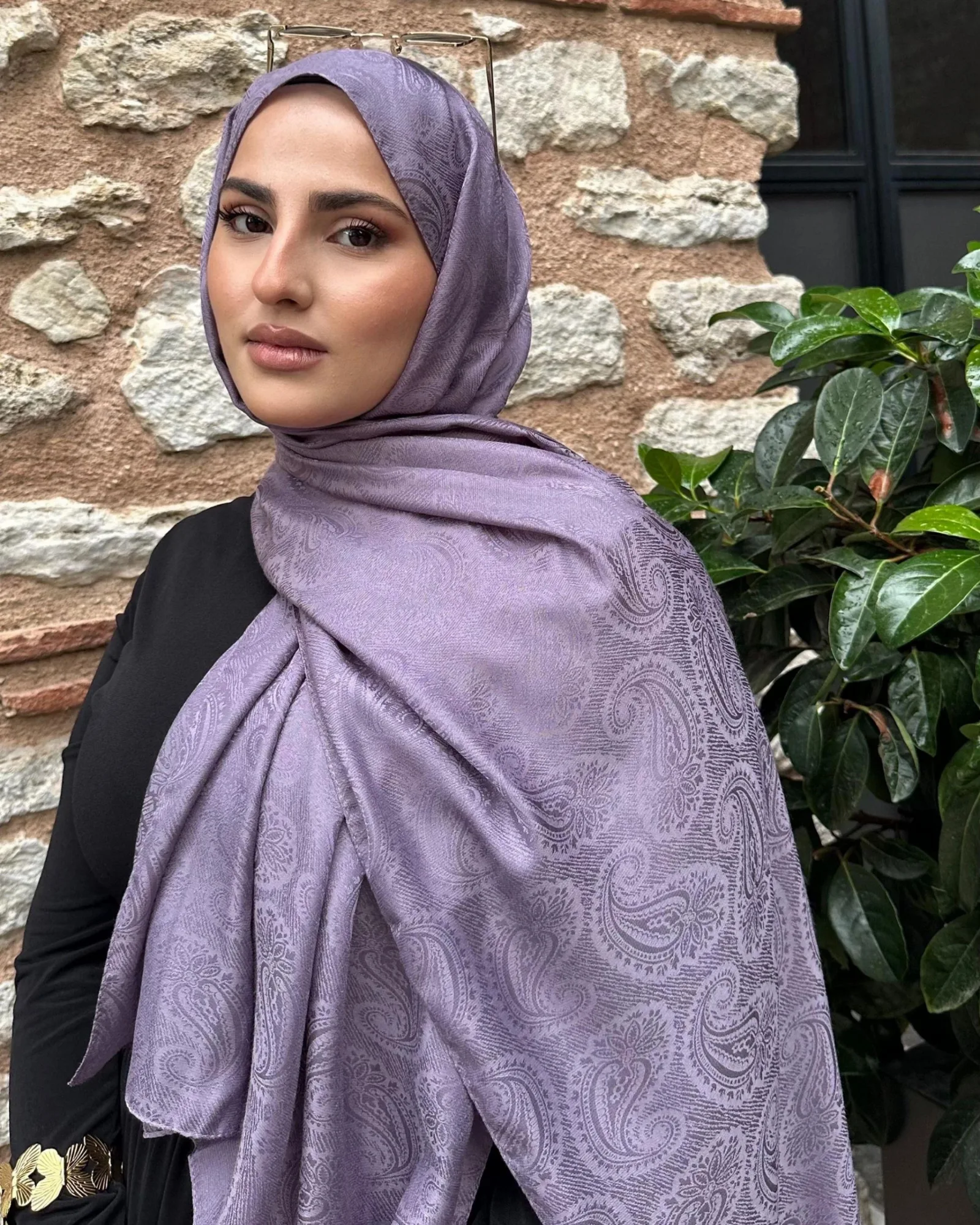 Lila Rumi Desen Jakar Şal · İpeksi Jakar