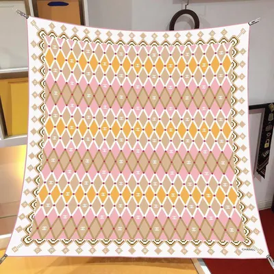 İthal Vizon & Pembe CH Desen Twill İpek Eşarp