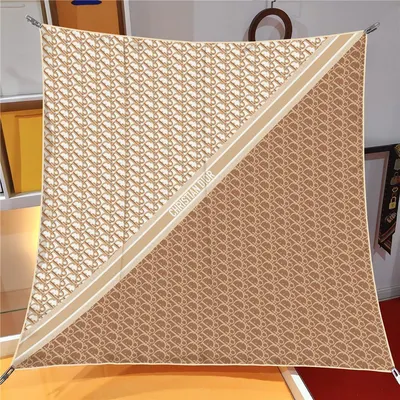 İthal Bej & Mocha D Desen Twill İpek Eşarp