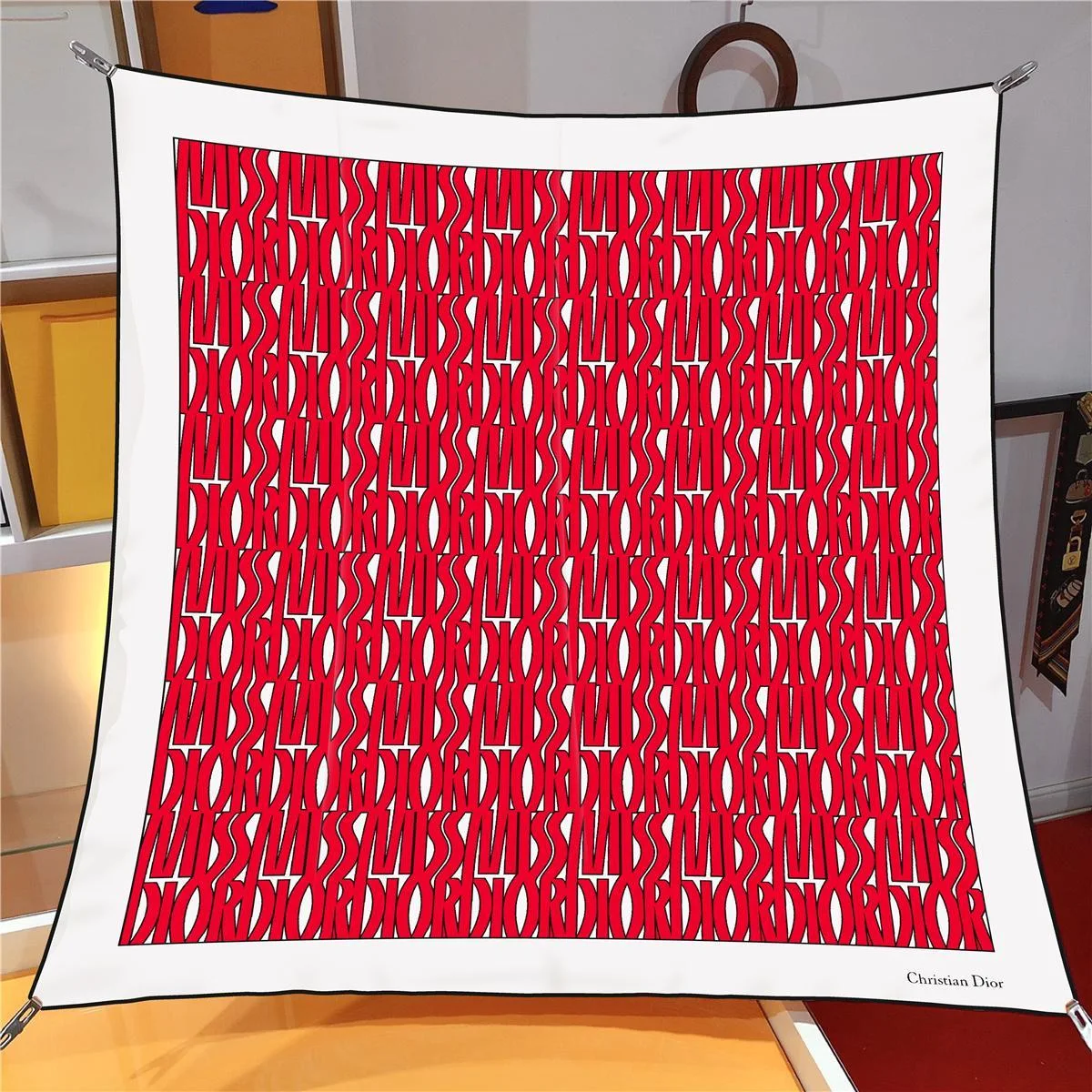 İthal Kırmızı D 2 Desen Twill İpek Eşarp