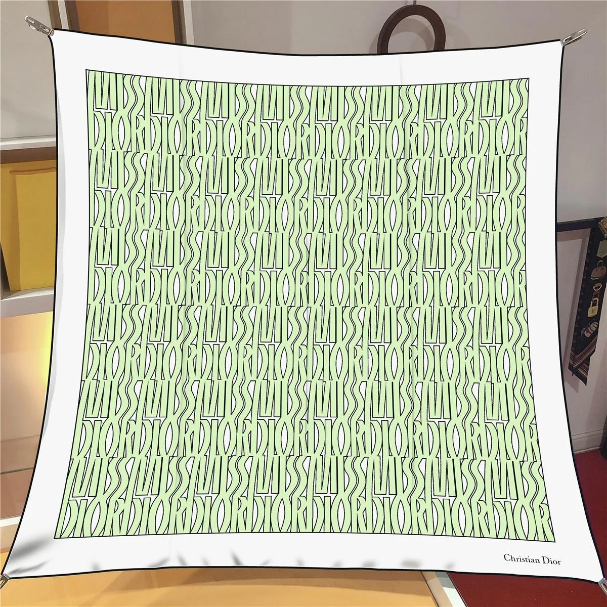 İthal Soft Yeşil D 2 Desen Twill İpek Eşarp