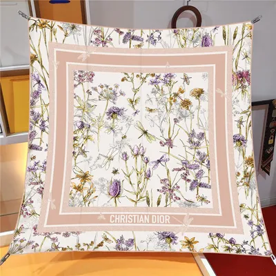 İthal Yavru Ağzı D Flower Desen Twill İpek Eşarp