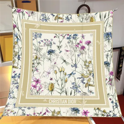 İthal Gold D Flower Desen Twill İpek Eşarp