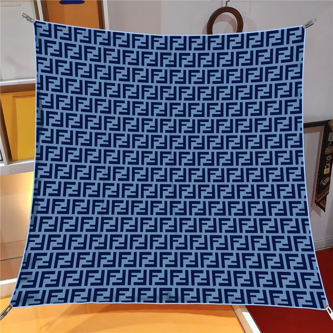 İthal Lacivert F Desen Twill İpek Eşarp