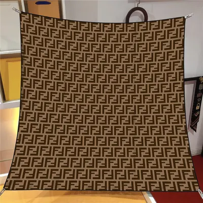 İthal Kahverengi F Desen Twill İpek Eşarp