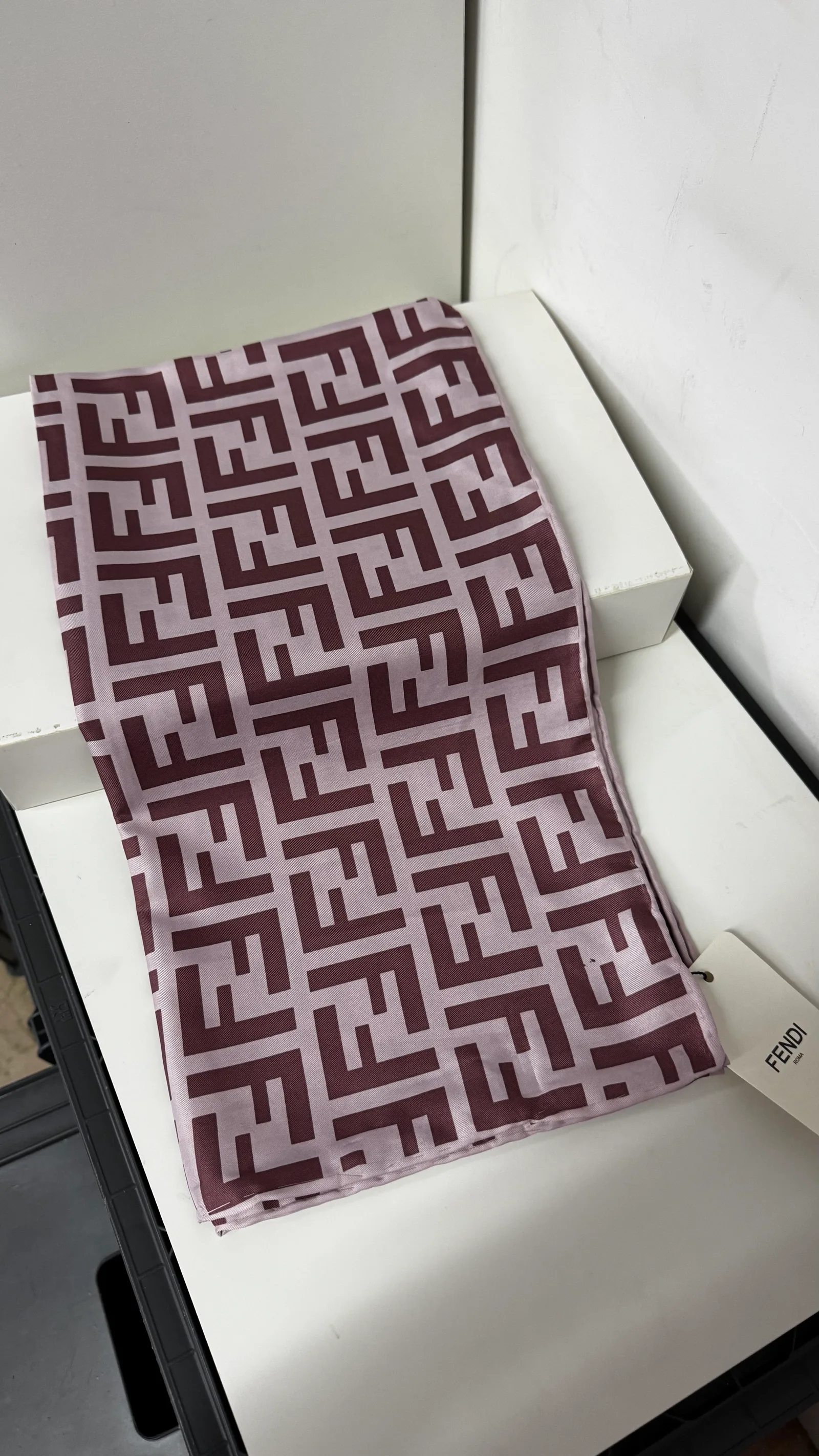 İthal Pudra Pembe F Desen Twill İpek Eşarp