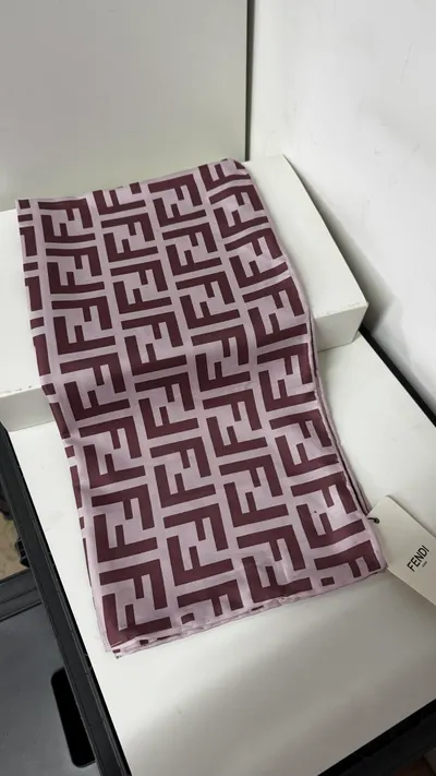 İthal Pudra Pembe F Desen Twill İpek Eşarp