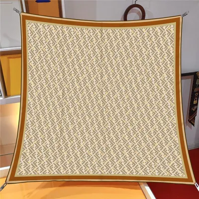 İthal Mocha & Bej F Kilit Desen Twill İpek Eşarp