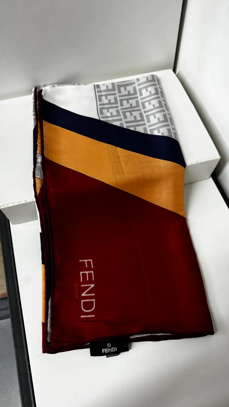 İthal Bordo & Taş F Lineer Desen Twill İpek Eşarp
