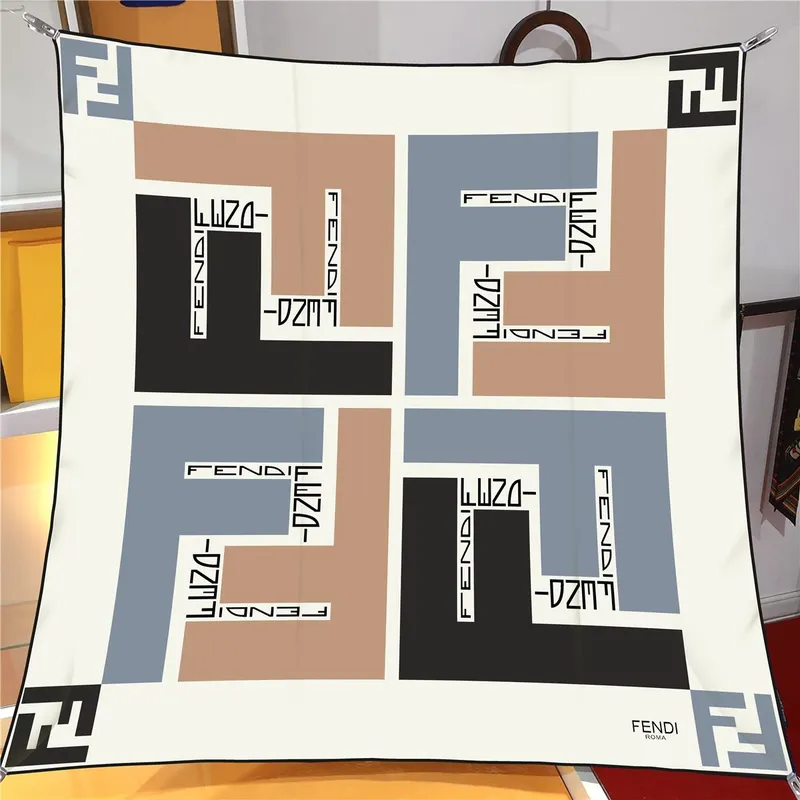 İthal Siyah & Mocha F Square Desen Twill İpek Eşarp