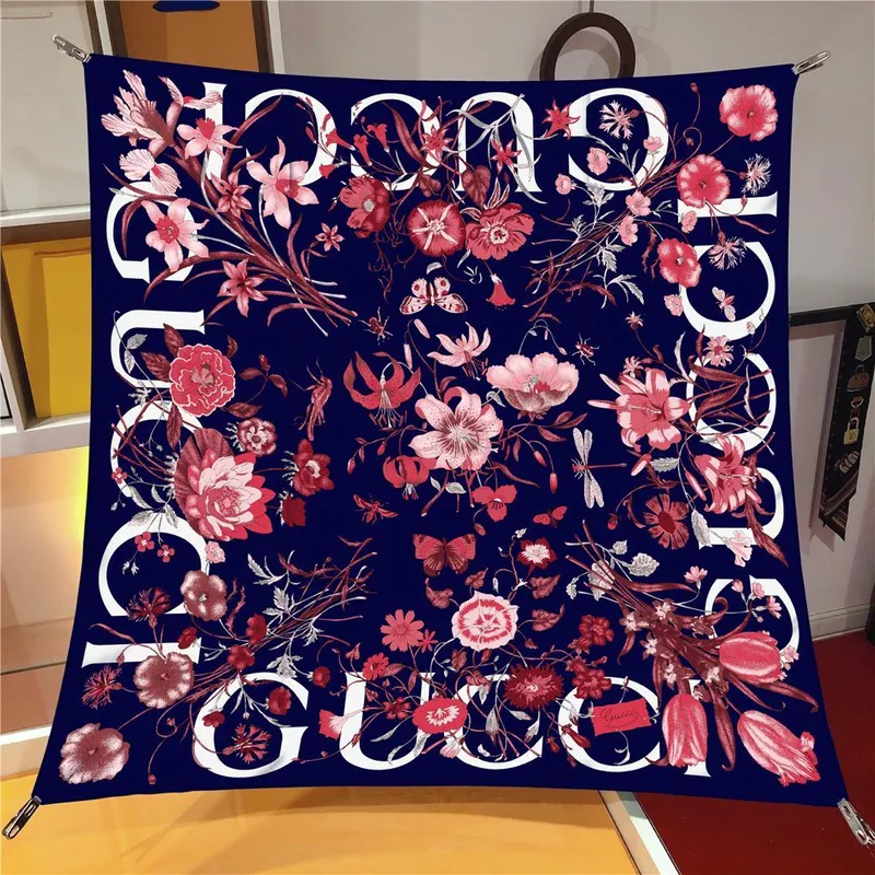 İthal Nar Çiçeği G Flower Desen Twill İpek Eşarp
