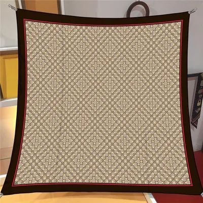 İthal Acı Kahve & Bej G Arı Desen Twill İpek Eşarp