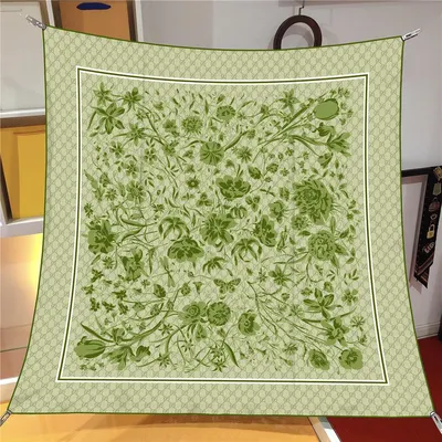 İthal Soft Yeşil G Line Desen Twill İpek Eşarp