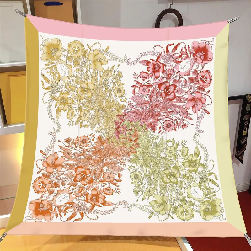 İthal Soft Pembe & Gold G Sarmaşık Twill İpek Eşarp