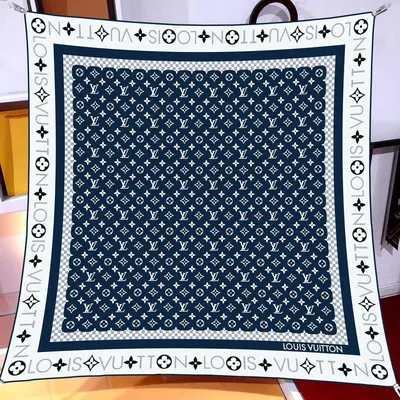 İthal Lacivert LV Classic Twill İpek Eşarp