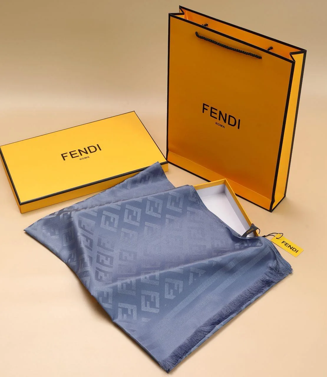 İthal İndigo F Desen Koton İpek Şal