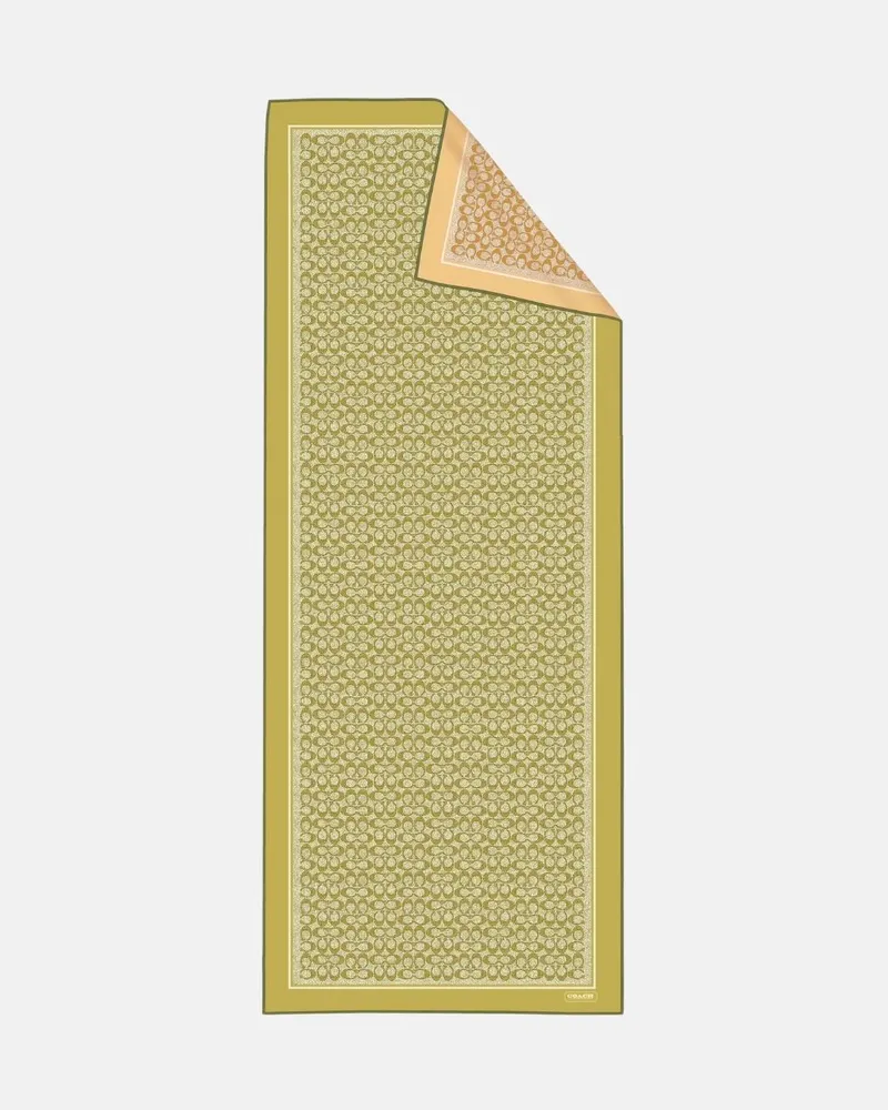 İthal Hardal & Pastel Turuncu C Desen Twill İpek Şal