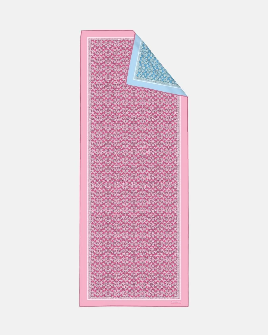 İthal Şeker Pembe & Buz Mavi C Desen Twill İpek Şal