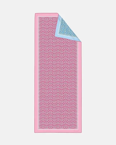 İthal Şeker Pembe & Buz Mavi C Desen Twill İpek Şal